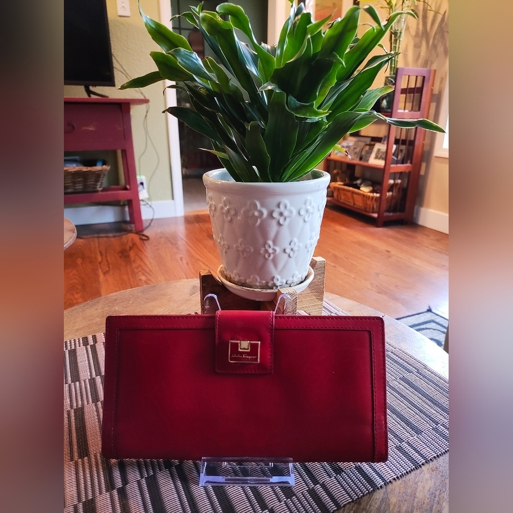 Vintage Salvatore Ferragamo Red Leather Wallet
